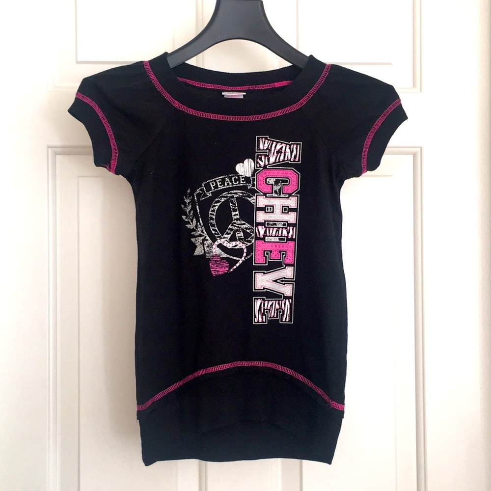 Xhilaration Girls Graphic Tee Size Small Black Peace Sign Achieve Short Sleeves